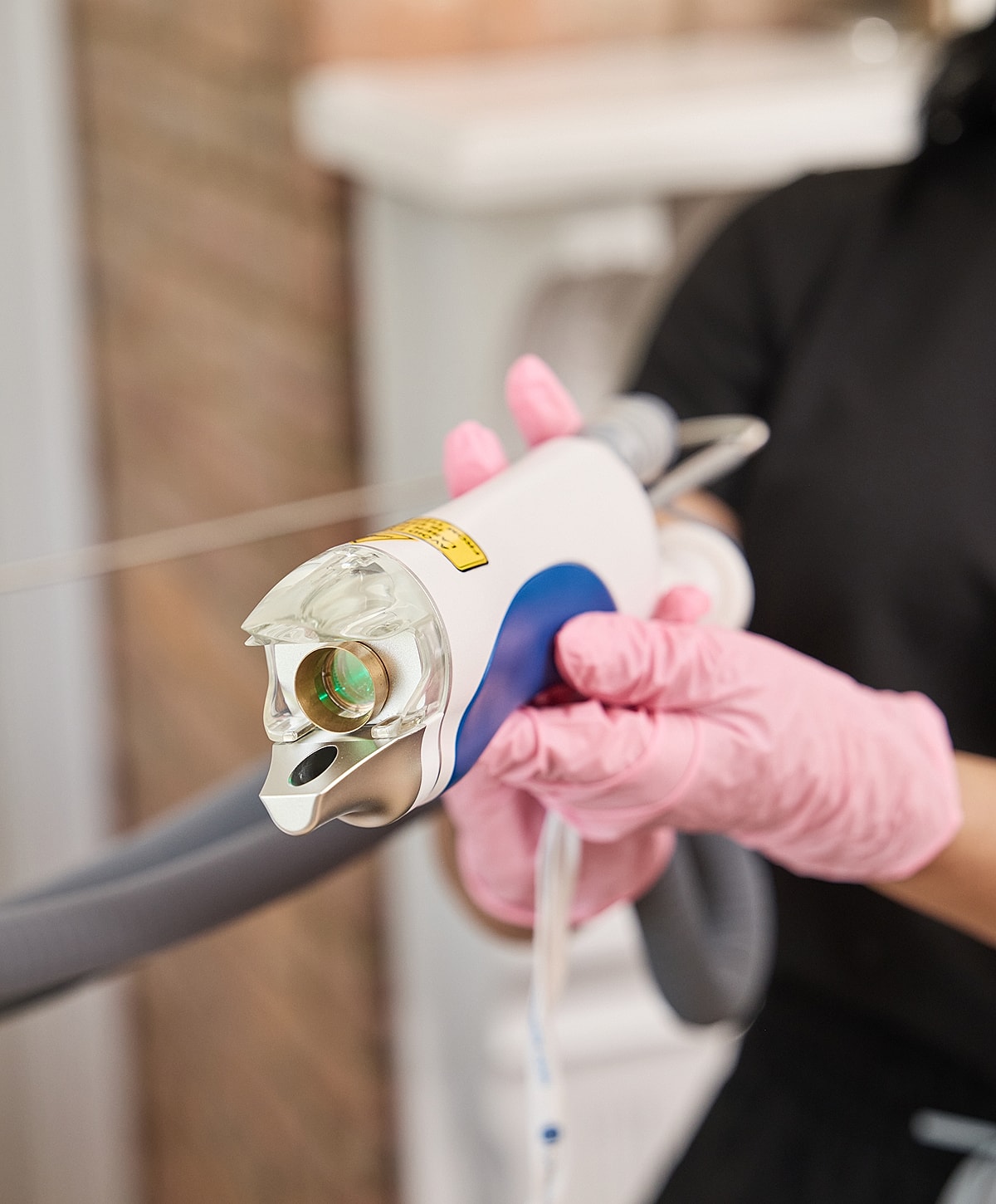 Laser treatment session at a skincare clinic.